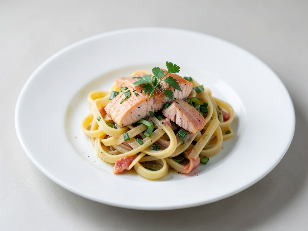 Schnelle Pasta mit Lachs und Lauch