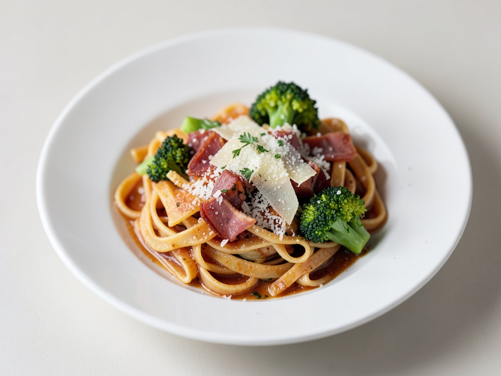 Nudeln mit Pancetta, Brokkoli und Parmesan