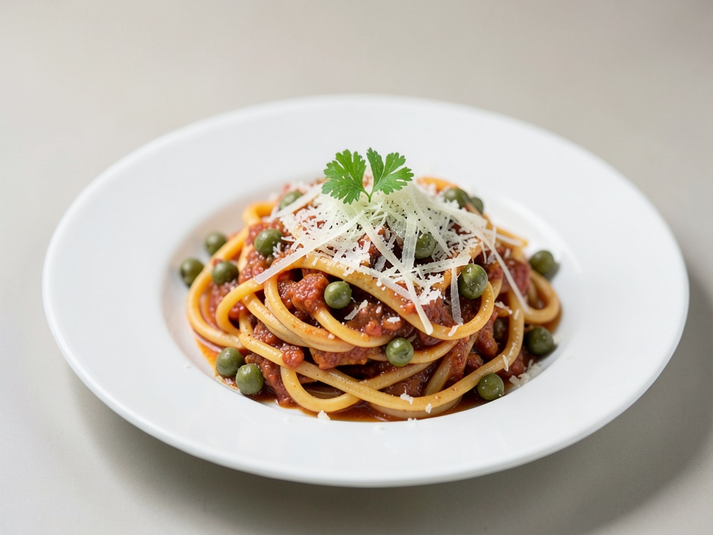 Paprika-Pasta mit Kapern und Parmesan