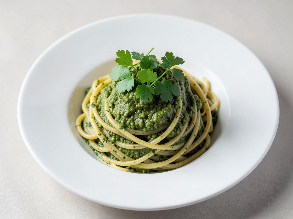 Spaghetti mit frischem Brunnenkresse-Pesto