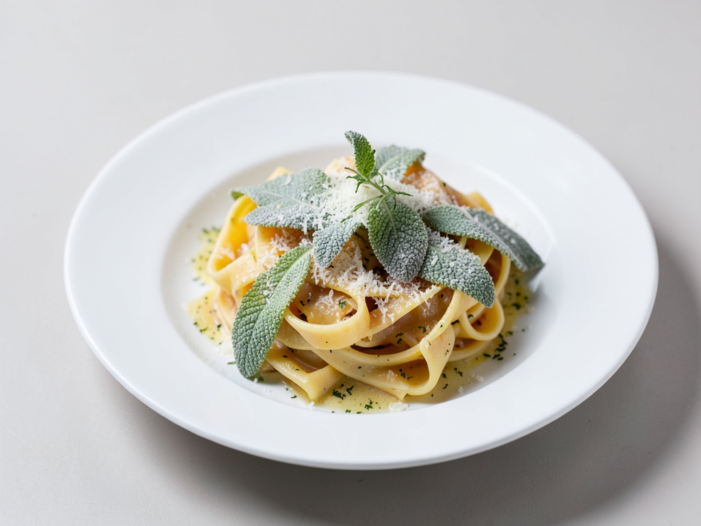 Tagliatelle mit knusprigen Salbeiblättern und Parmesan