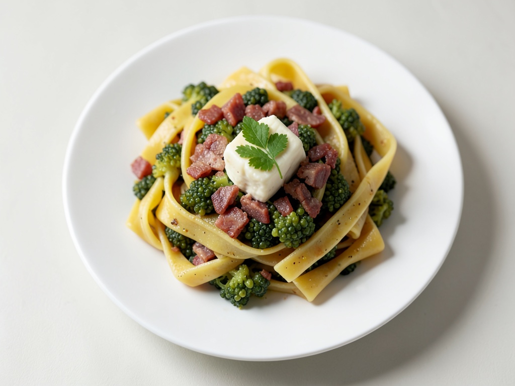 Knuspriger Speck-Rosenkohl mit Nudeln