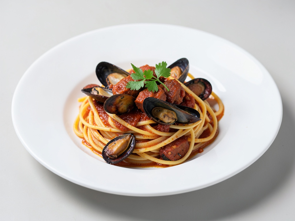 Safran-Pasta mit Muscheln und scharfer Chorizo