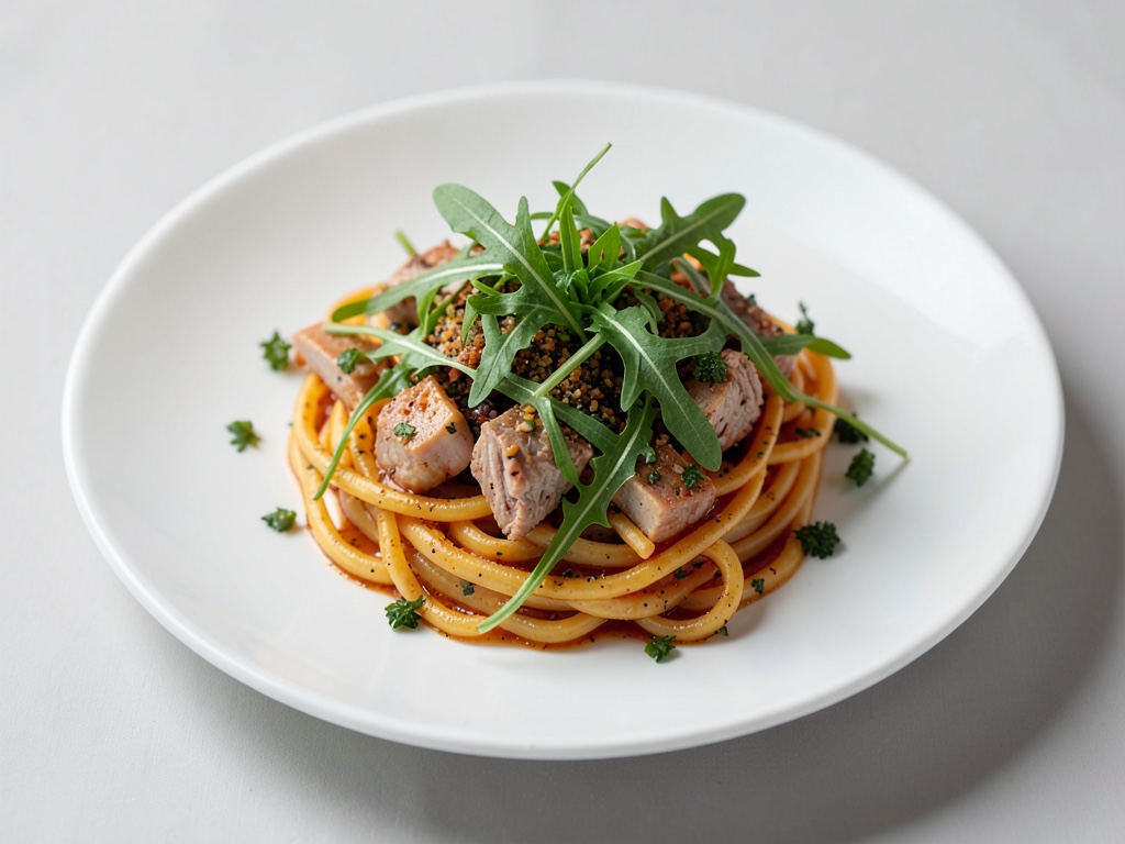 Scharfe Thunfisch-Pasta mit Rucola
