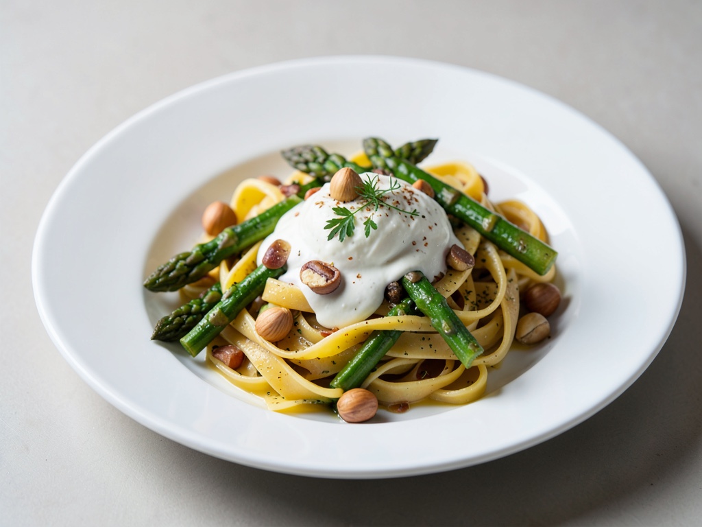 Pasta mit Spargel, Haselnüssen und Mascarponesoße