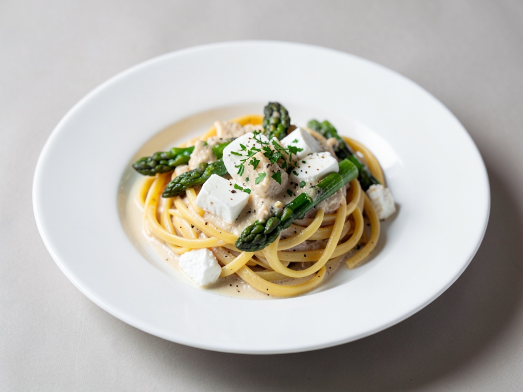Cremige Pasta mit Spargel und Mozzarella