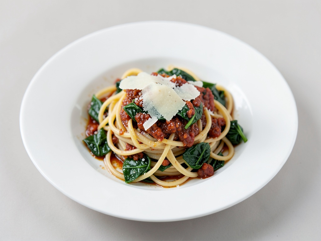 Nudeln mit Spinat, Chili und Parmesan