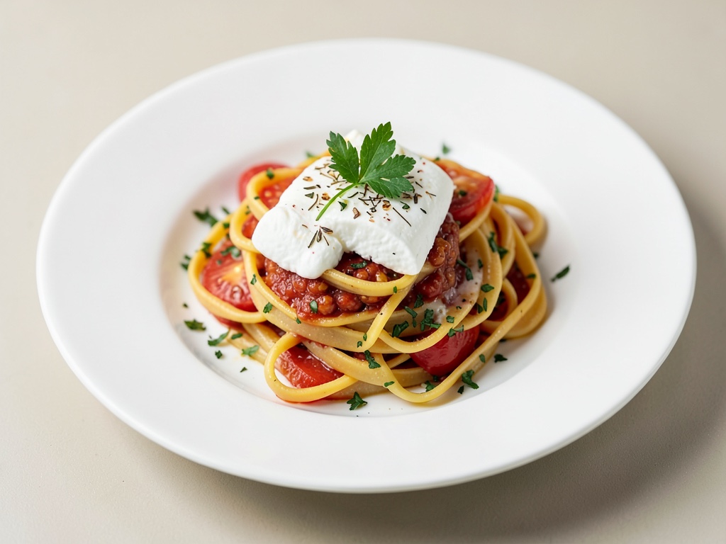 Frische Nudeln mit Tomate und Mozzarella