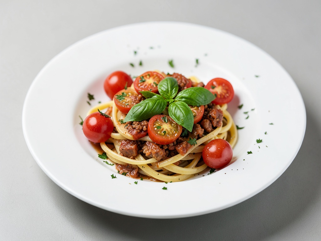 Nudeln mit frischen Tomaten und Basilikum