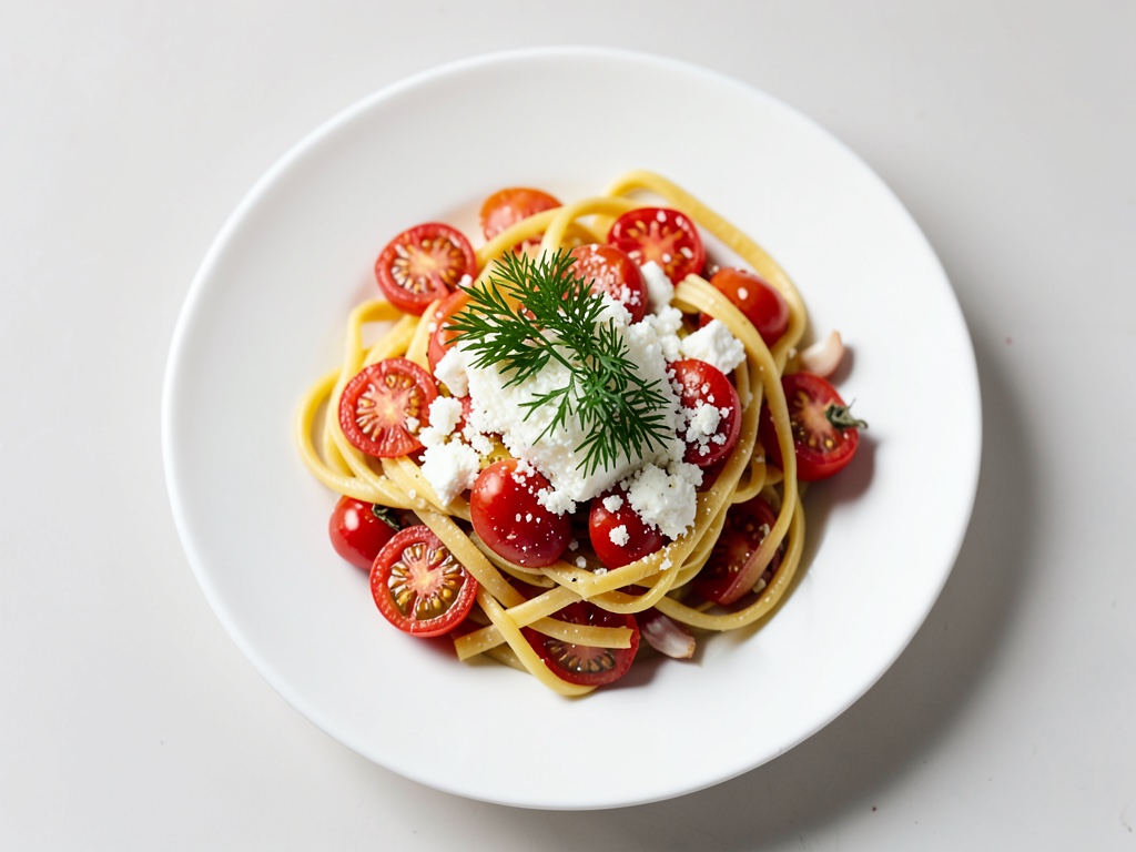 Pasta mit Tomaten, Feta und Chili