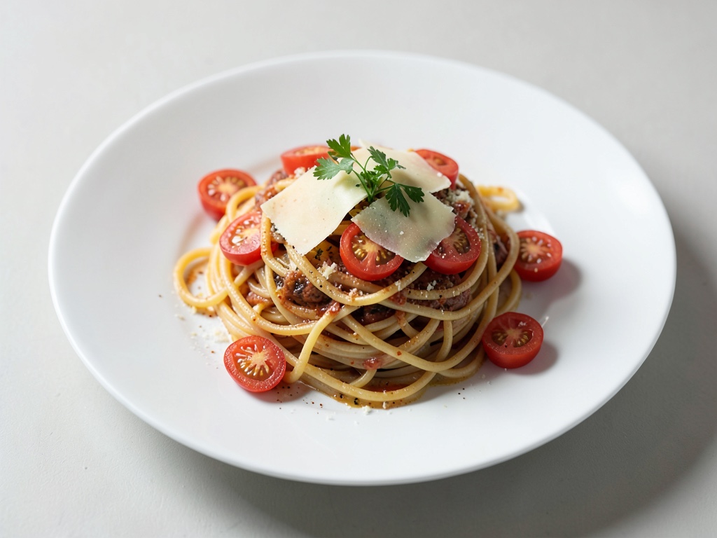 Spaghetti mit frischen Tomaten und Parmesan
