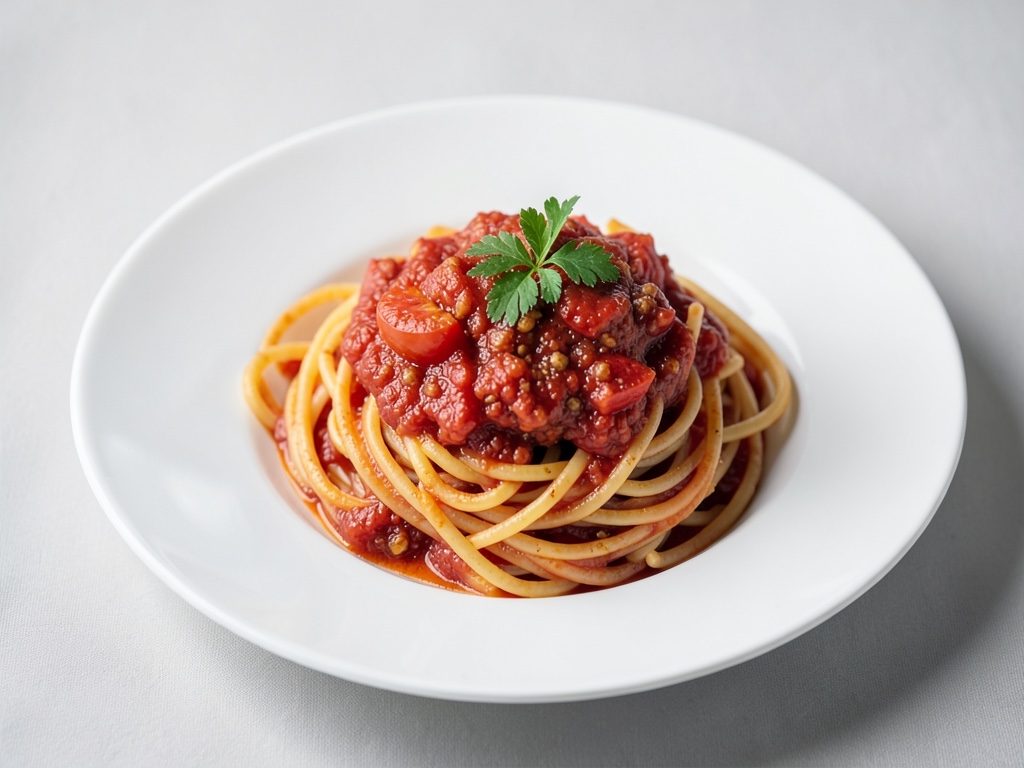 Knusprige Spaghetti mit frischer Tomatensoße