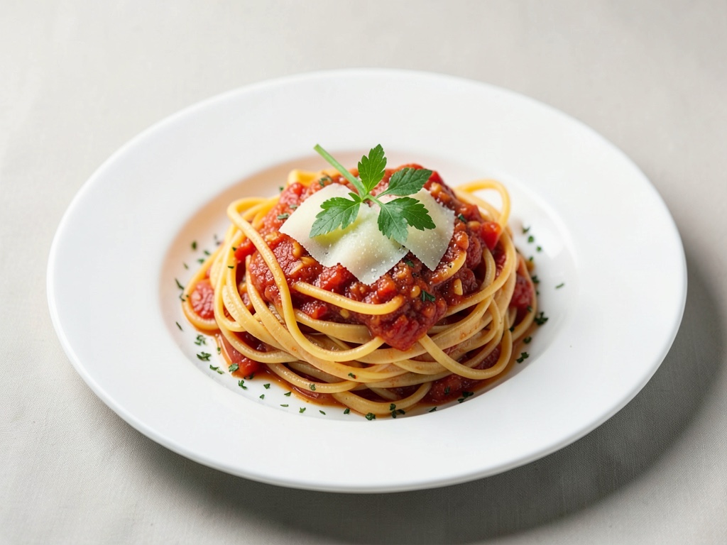 Klassische Pasta mit frischer Tomatensoße und Käse