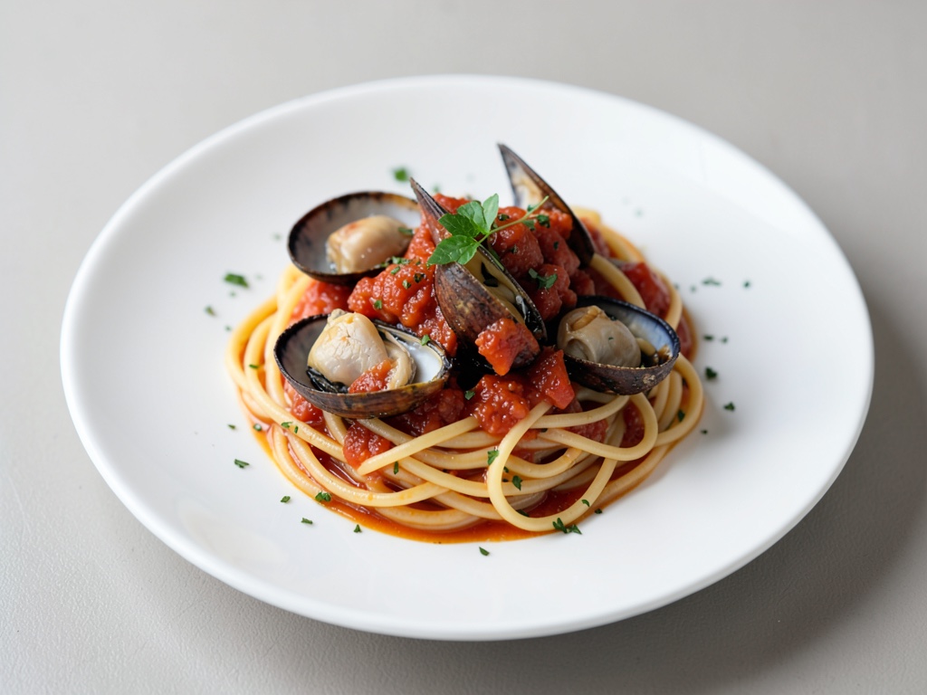 Linguine mit frischer Muschel-Tomaten-Soße