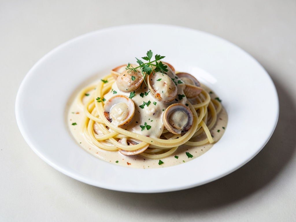 Linguine mit Venusmuscheln in cremiger Sauce
