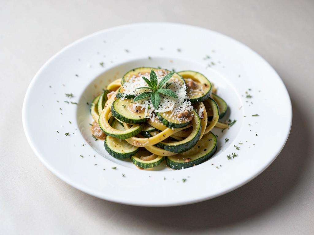 Zucchini-Pasta mit Salbei und Parmesan