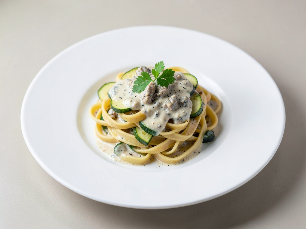 Bandnudeln mit cremiger Zucchini-Gorgonzola-Soße