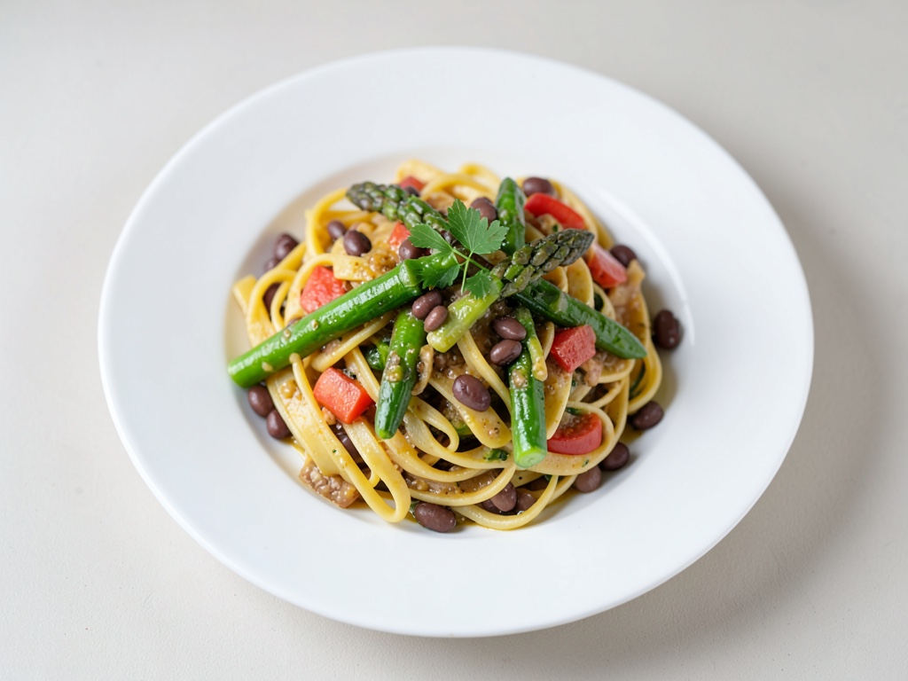 Frühlings-Pasta mit Bohnen und Spargel