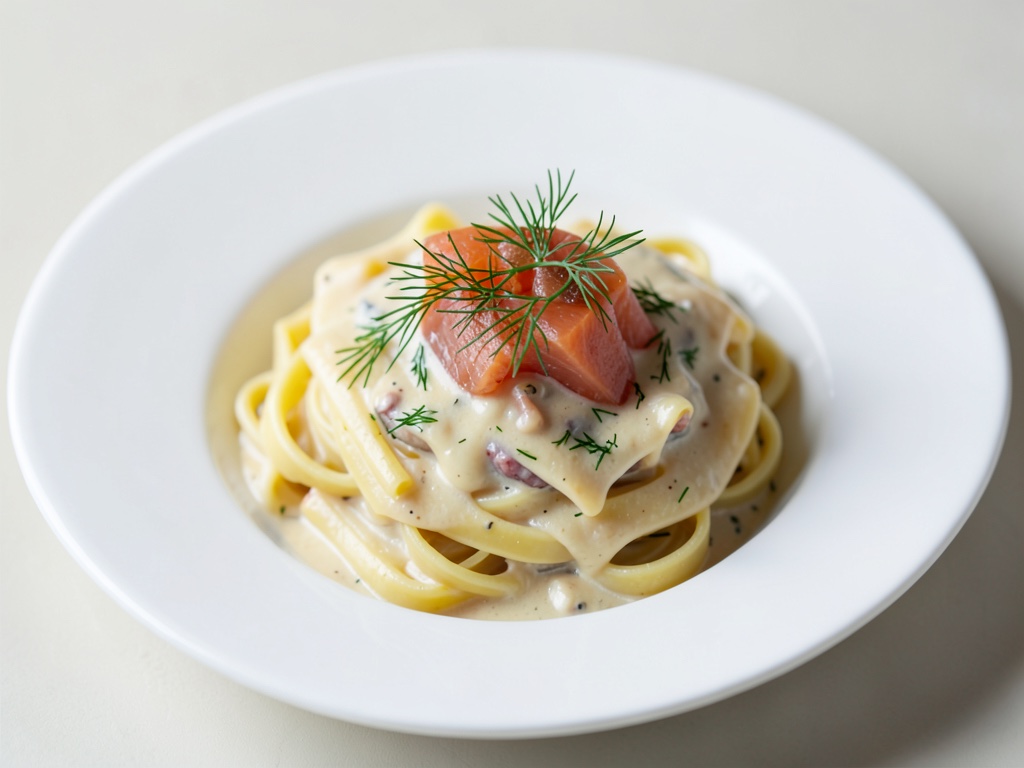 Cremige Pasta mit Räucherlachs und Dill