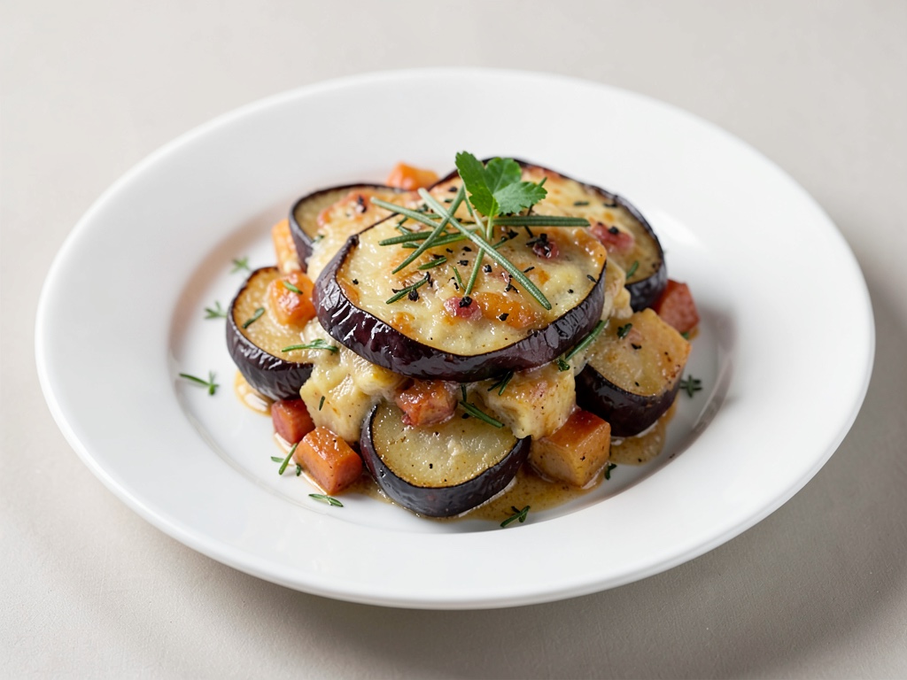 Torta al forno di melanzane, rosmarino e patate