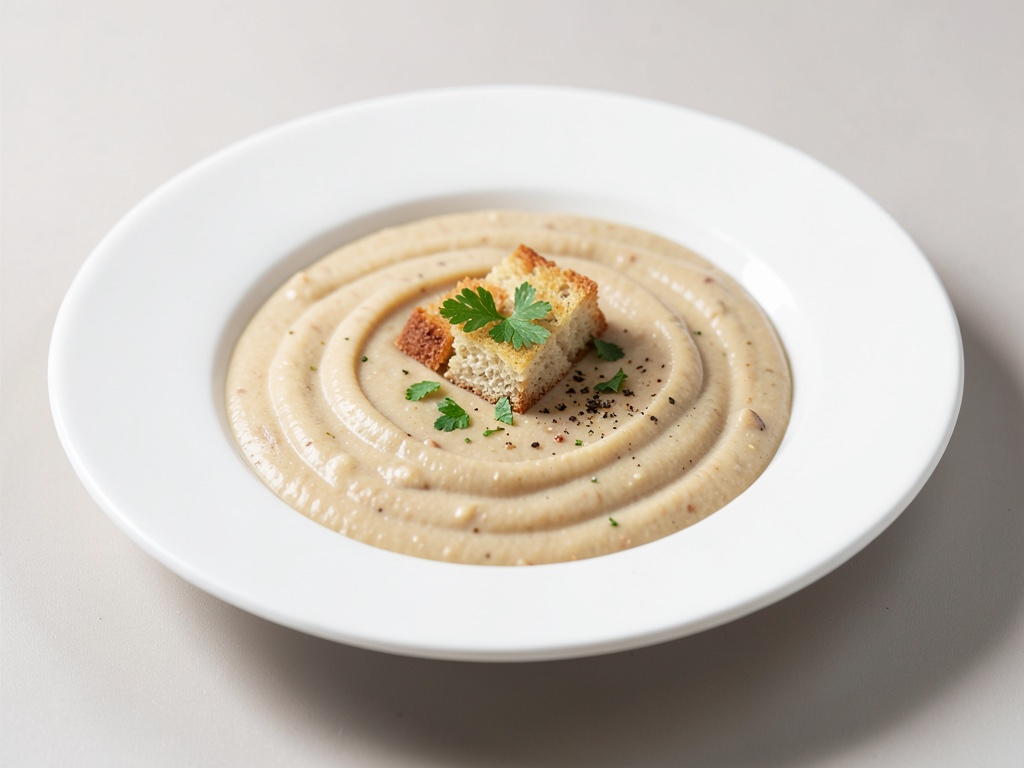 Zuppa cremosa di pastinache con crostini di pane croccanti