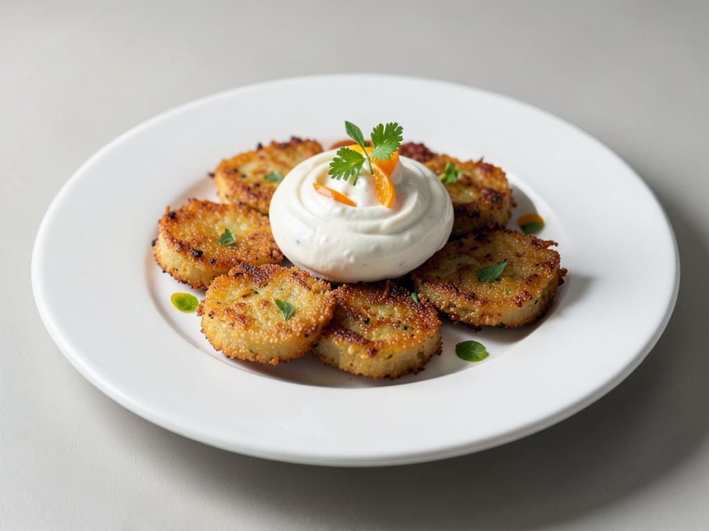 Crocche di pastinaca croccanti con fresco yogurt all'arancia