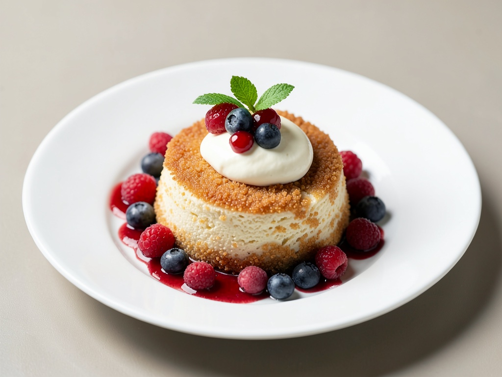 Pavlova croccante con frutti di bosco freschi e panna