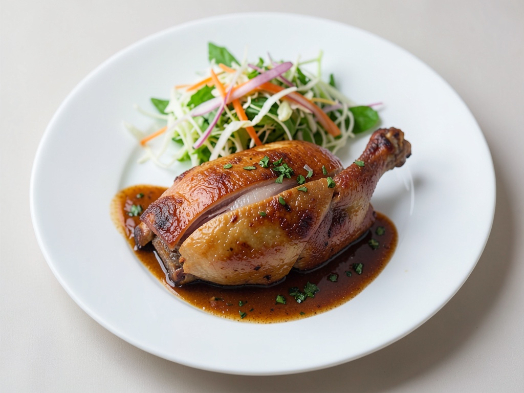 Canard Pékain croustillant avec salade de chou asiatique fraîche