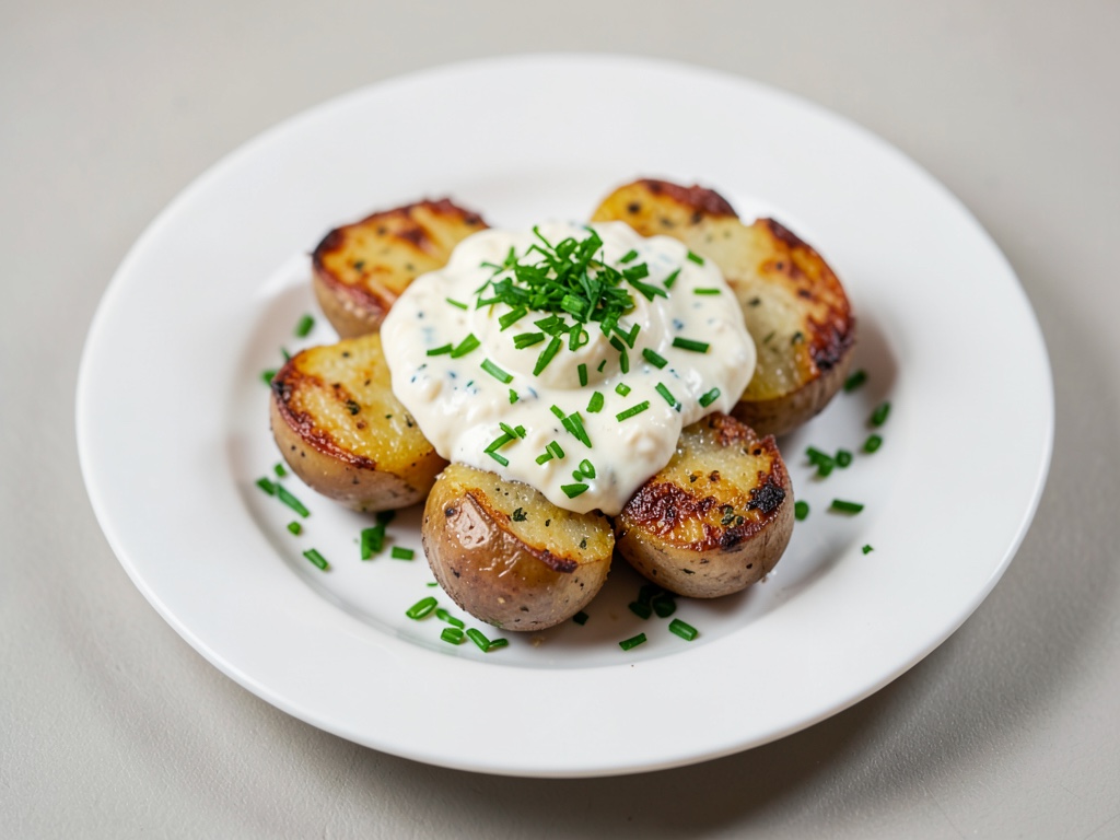 Ofenkartoffeln mit Kräuter-Creme und Schnittlauch