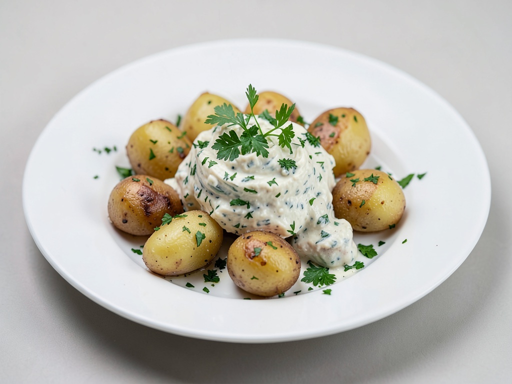 Patate al mantello con crema di quark alle erbe fresche
