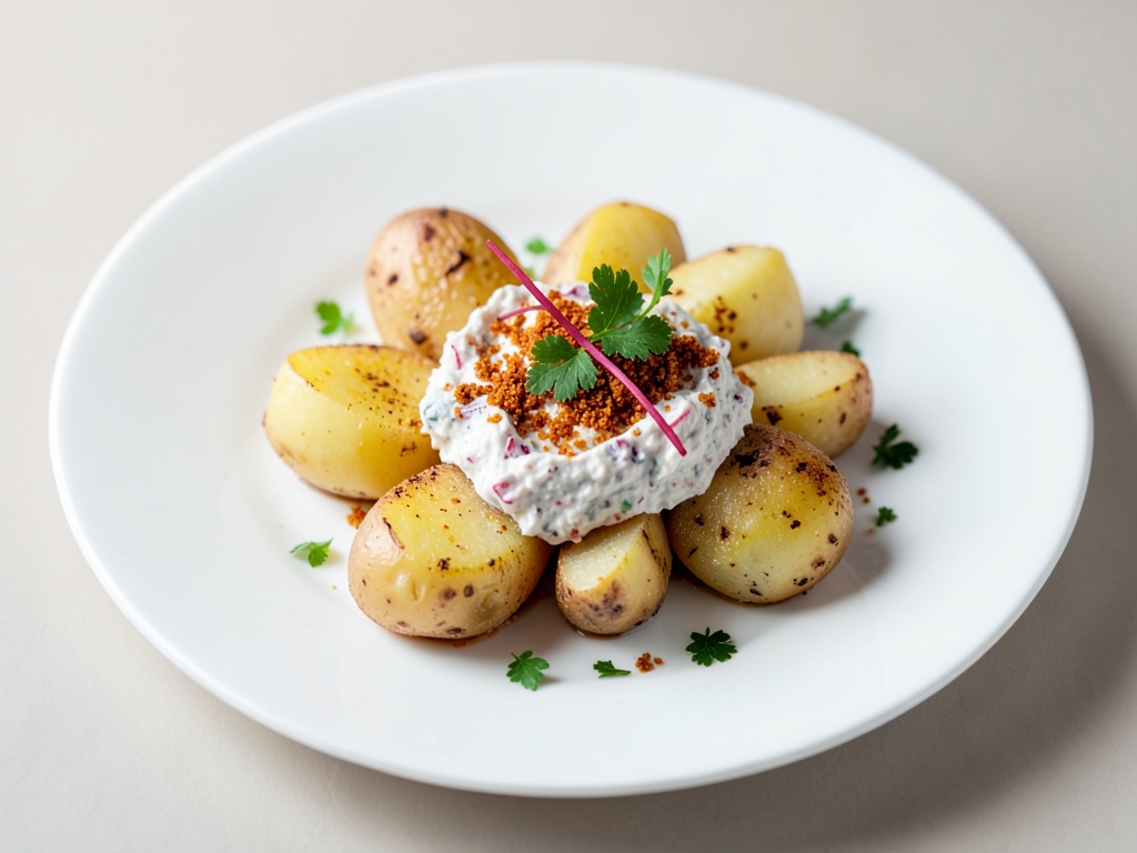 Pommes de terre avec trempette au quark et radis croquant