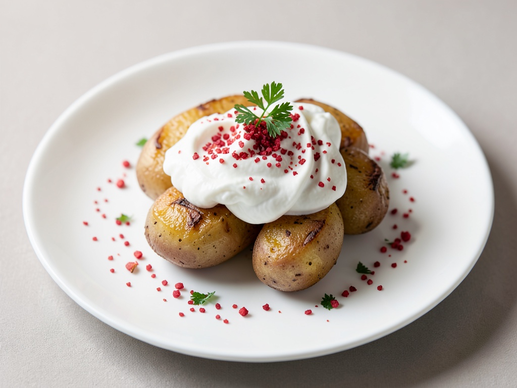 Patate al forno con panna acida e pepe rosa