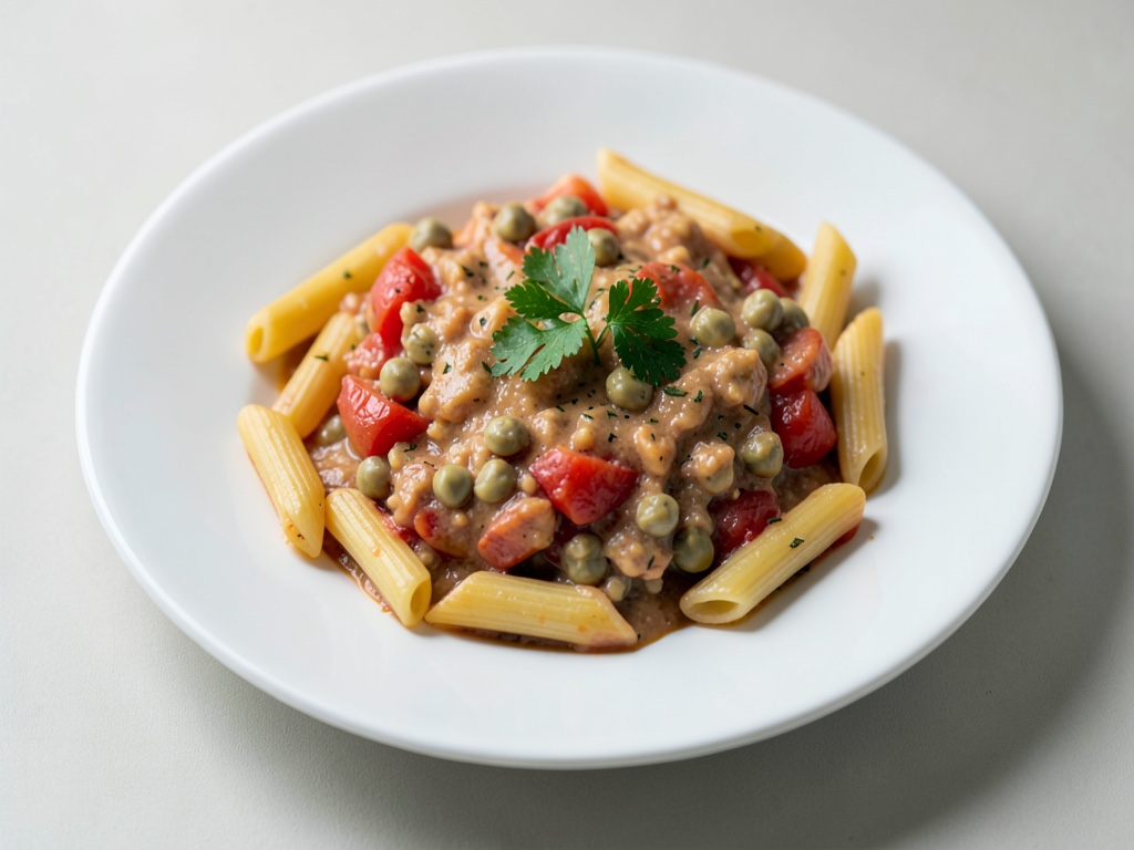 Penne con salsa cremosa di pomodori e ceci