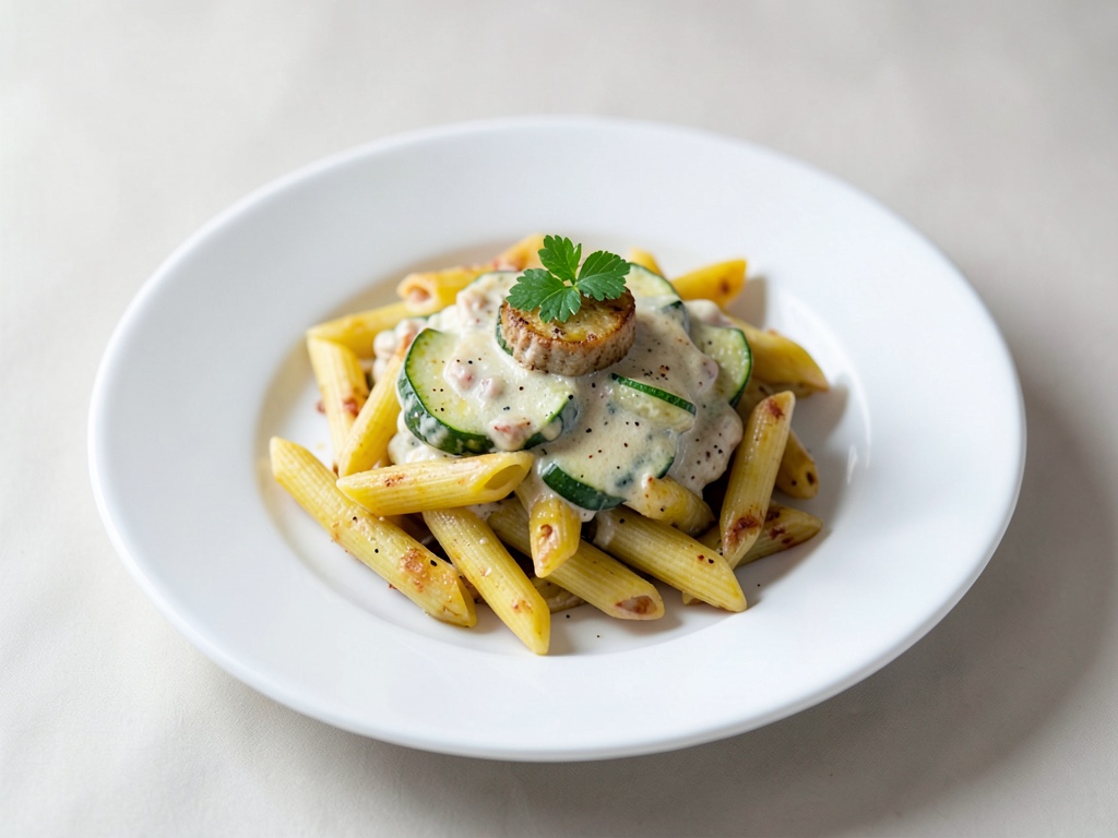 Penne mit Zucchini und Käsesoße