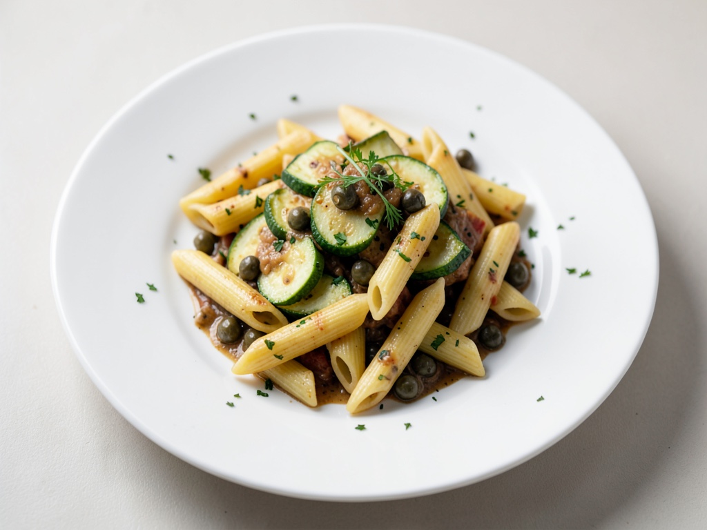 Penne con zucchine e capperi