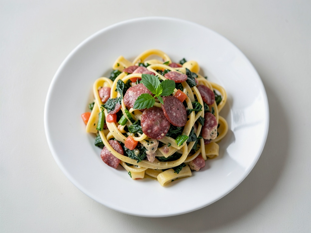 Pfannen-Pasta mit Gemüse und Speck