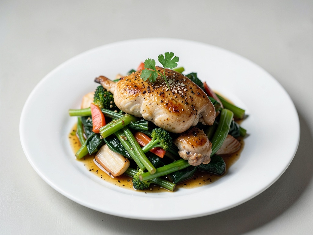 Verdure al wok con pollo speziato