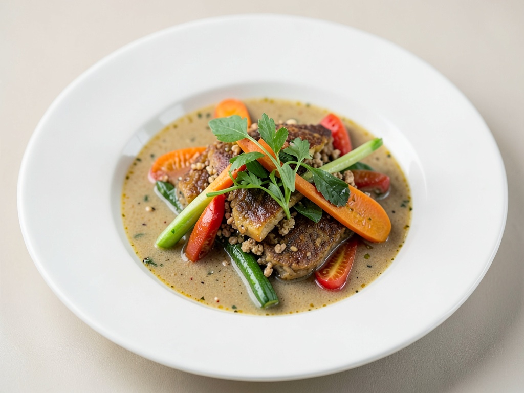 Sopa salada de crepes con verduras frescas