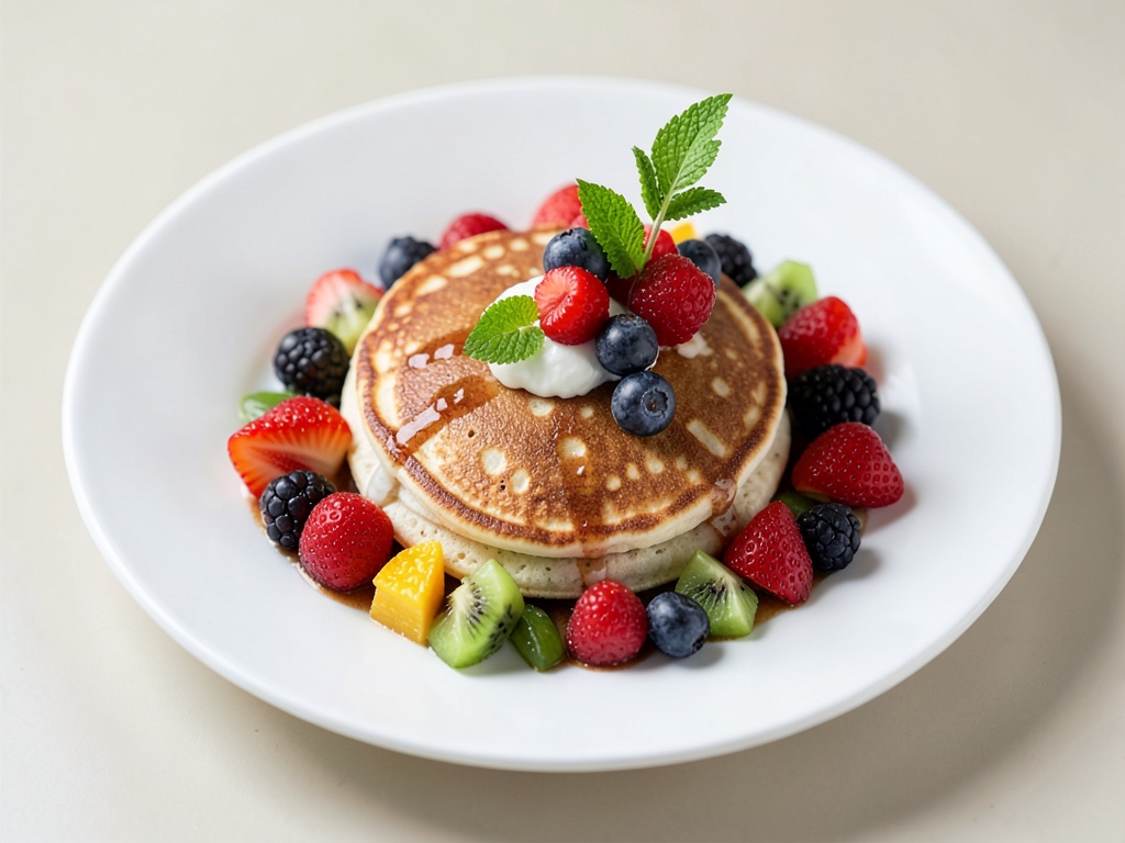Tortitas exóticas con fruta fresca