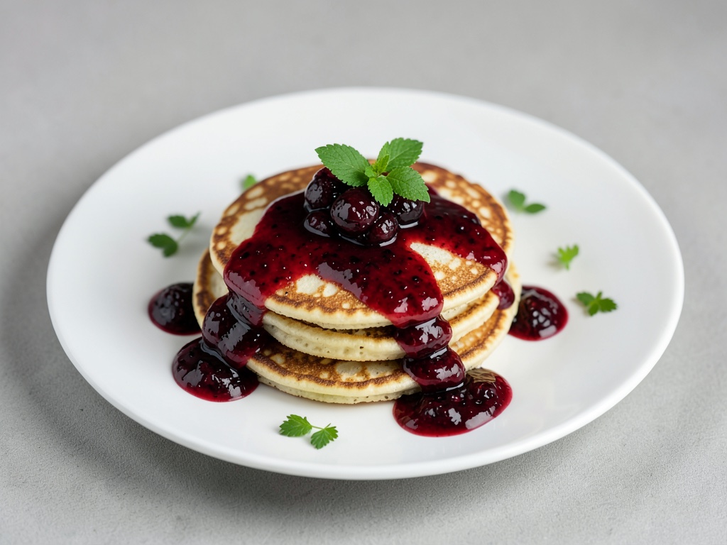 Fruchtige Pfannkuchen mit Beerensoße