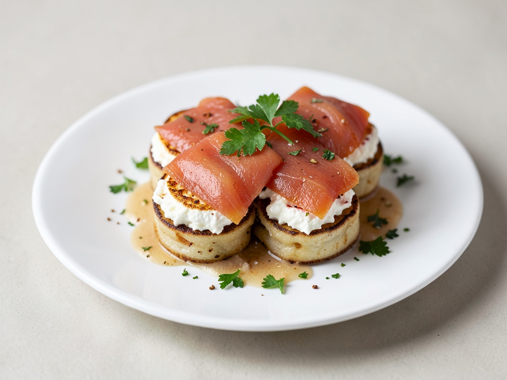 Rotoli di crêpes fresche con salmone affumicato e formaggio spalmabile