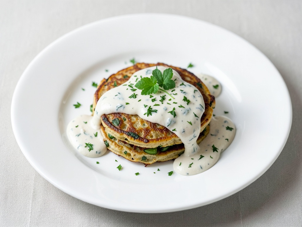 Frittelle di verdure con salsa di panna alle erbe fresche
