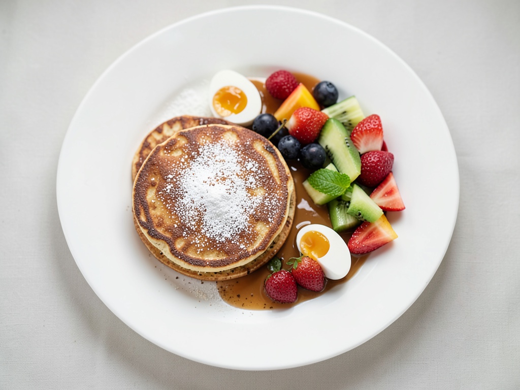 Crespelle con insalata di frutta e caramello