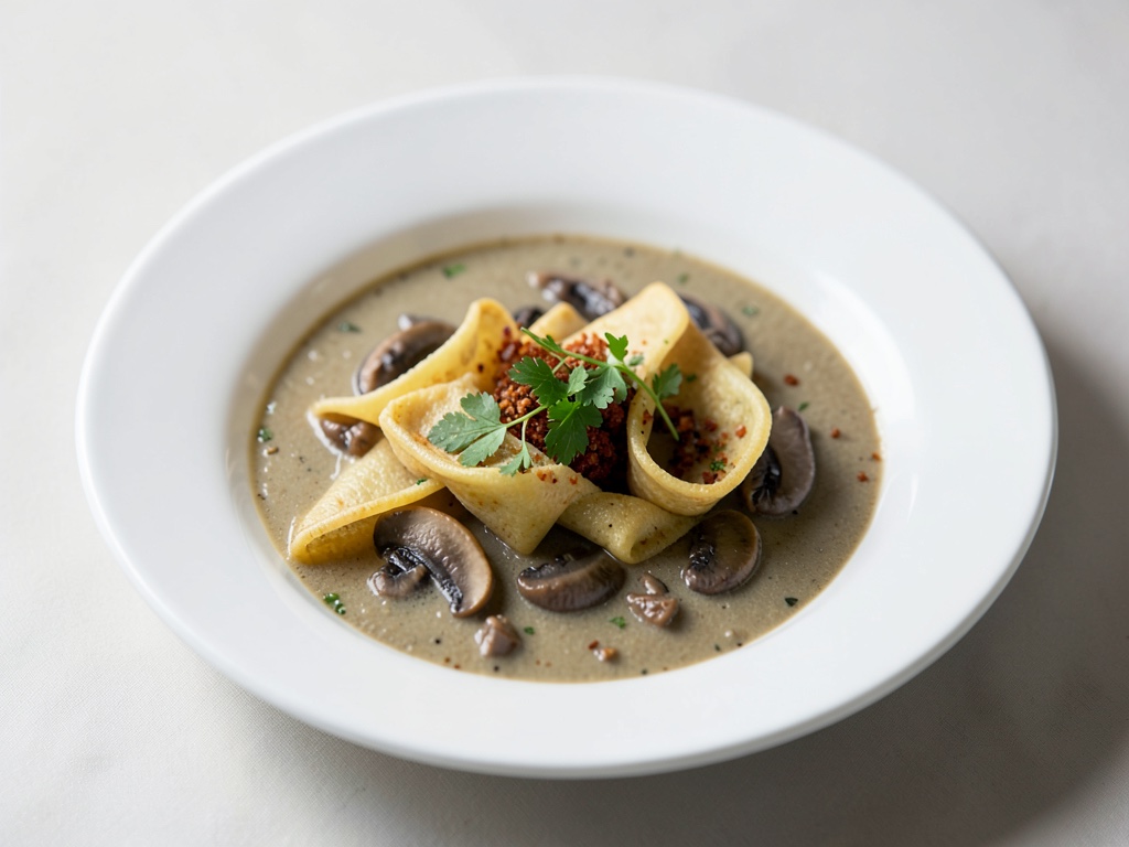 Zuppa di funghi con spiedini di crepes farcite