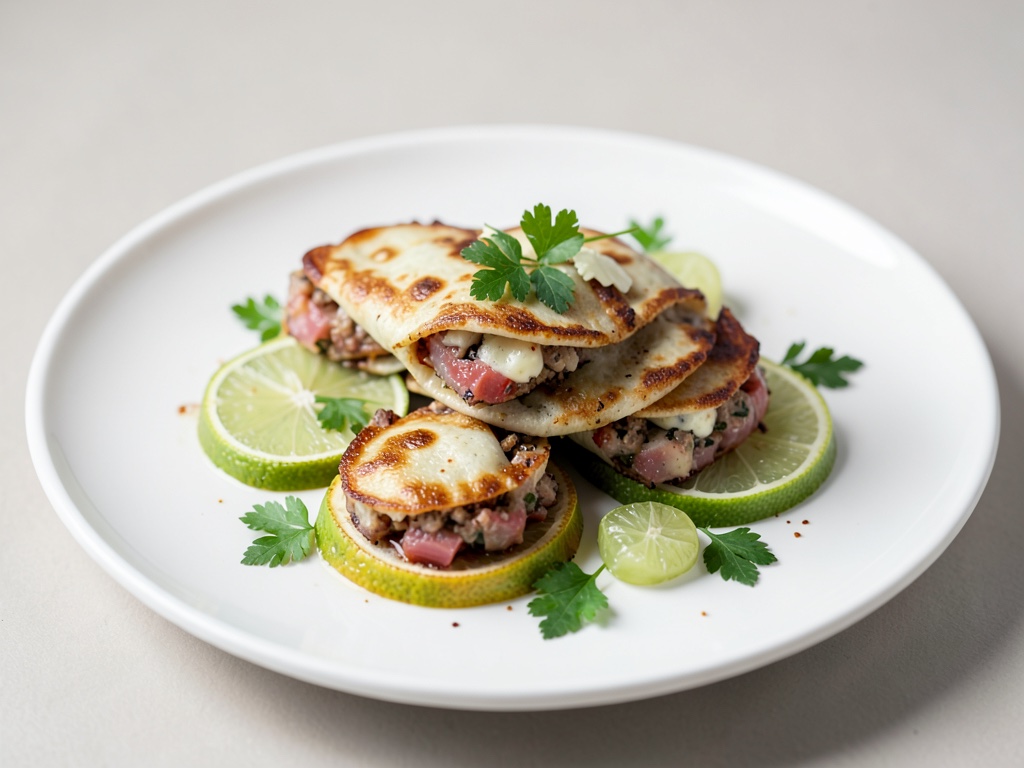 Petites bourses de crêpes farcies sur lit de citron vert