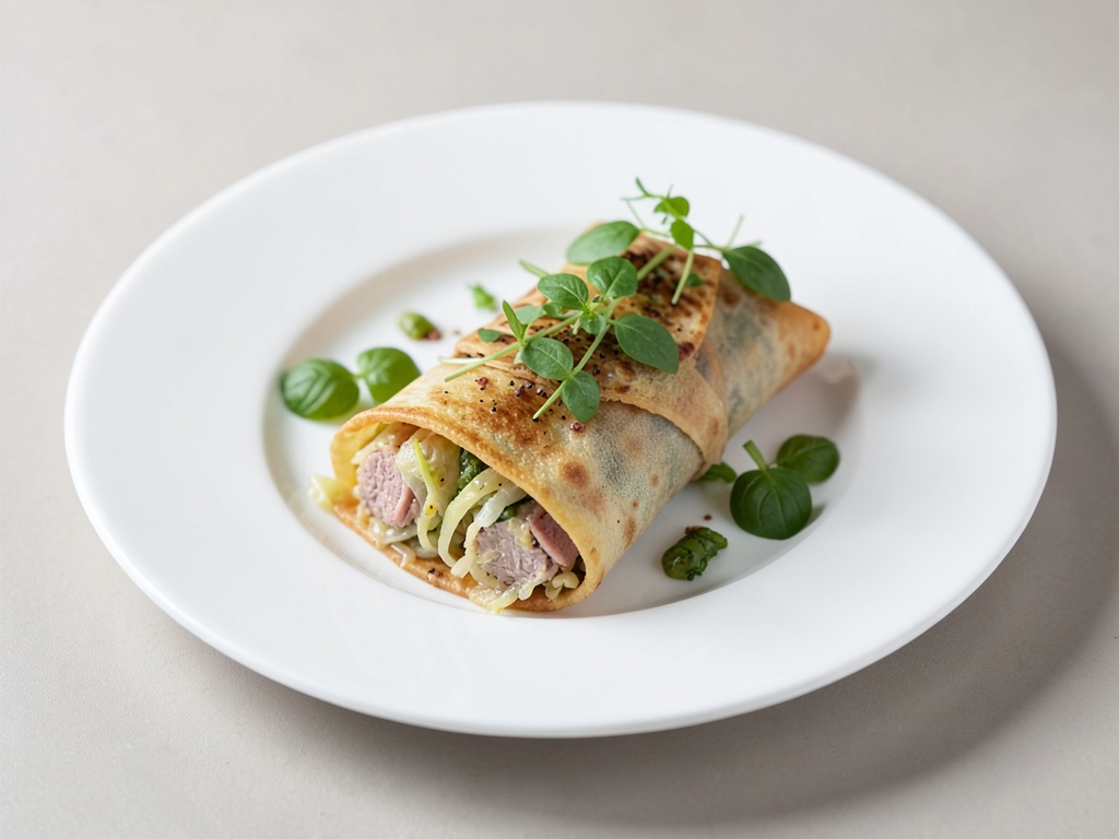 Rotolo di coniglio selvatico con involtino di crêpe