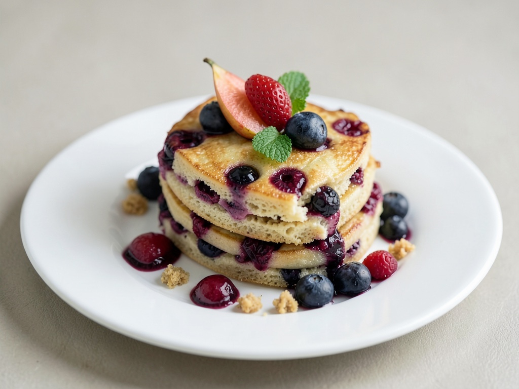 Torta di crêpes alle mele e mirtilli