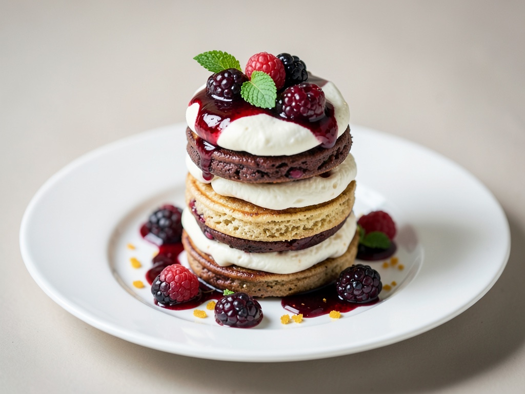 Torre di crêpes alla crema di lamponi e panna