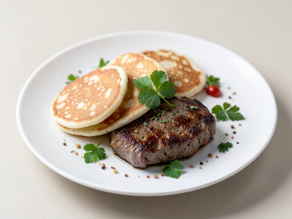 Burgers au bison avec de petites crêpes