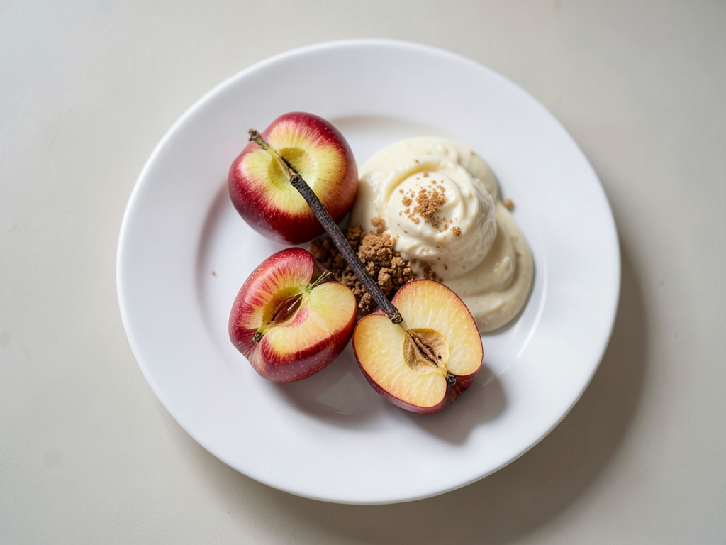 Pesche succose con crema di quark e panna